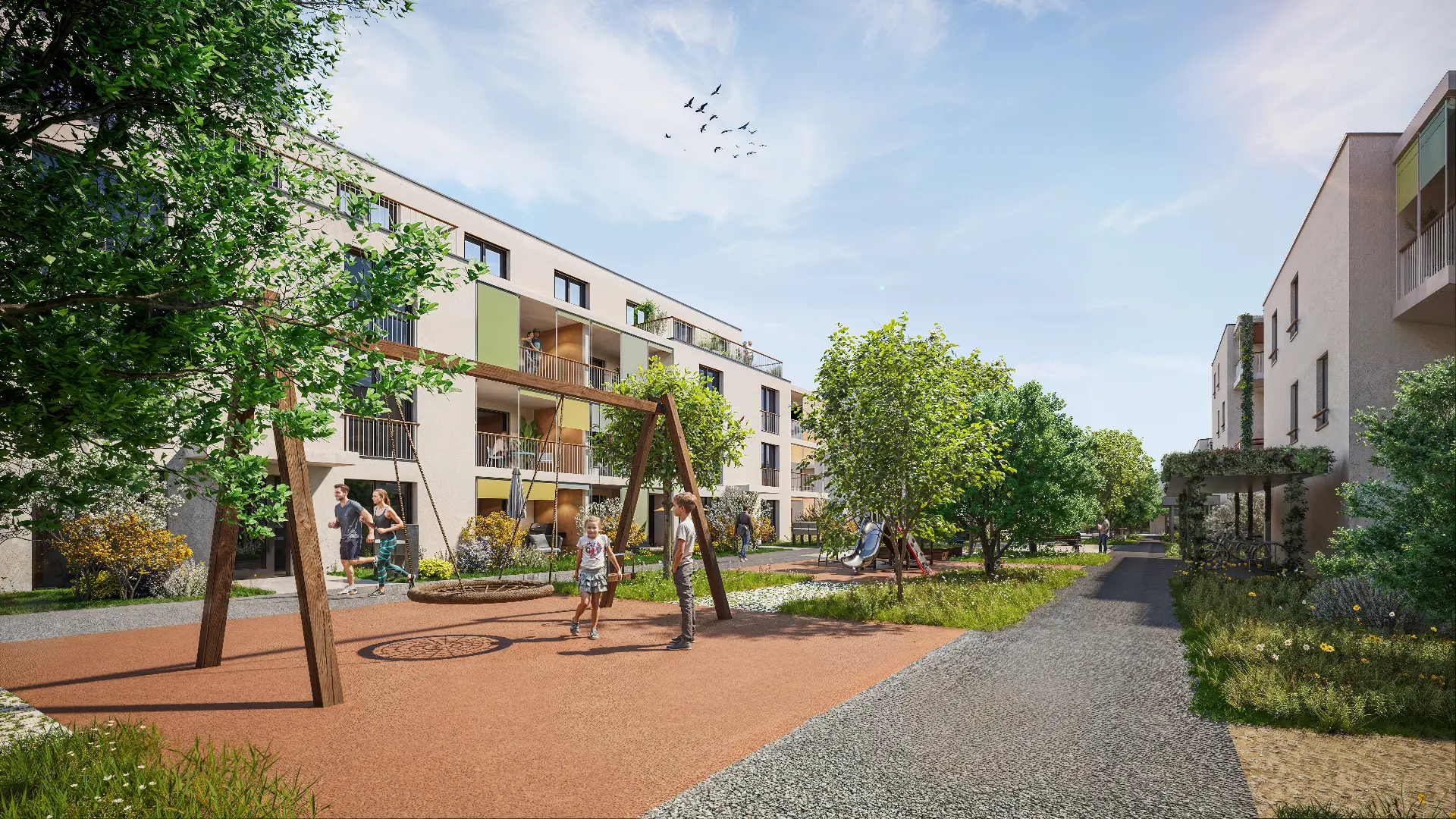Aussenperspektive der Neubau-Überbauung Suhrano in Suhr